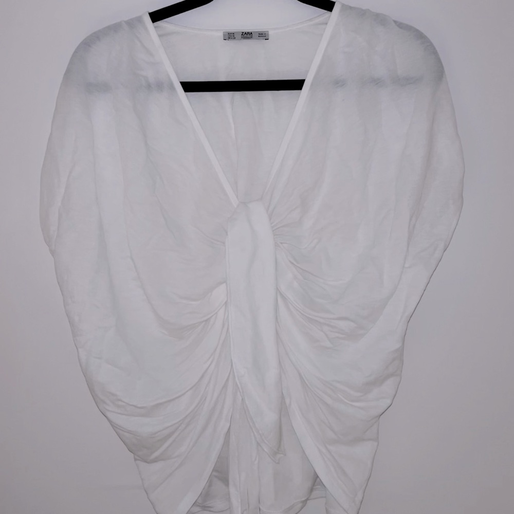Zara White Wrap-Front Shirt Blouse